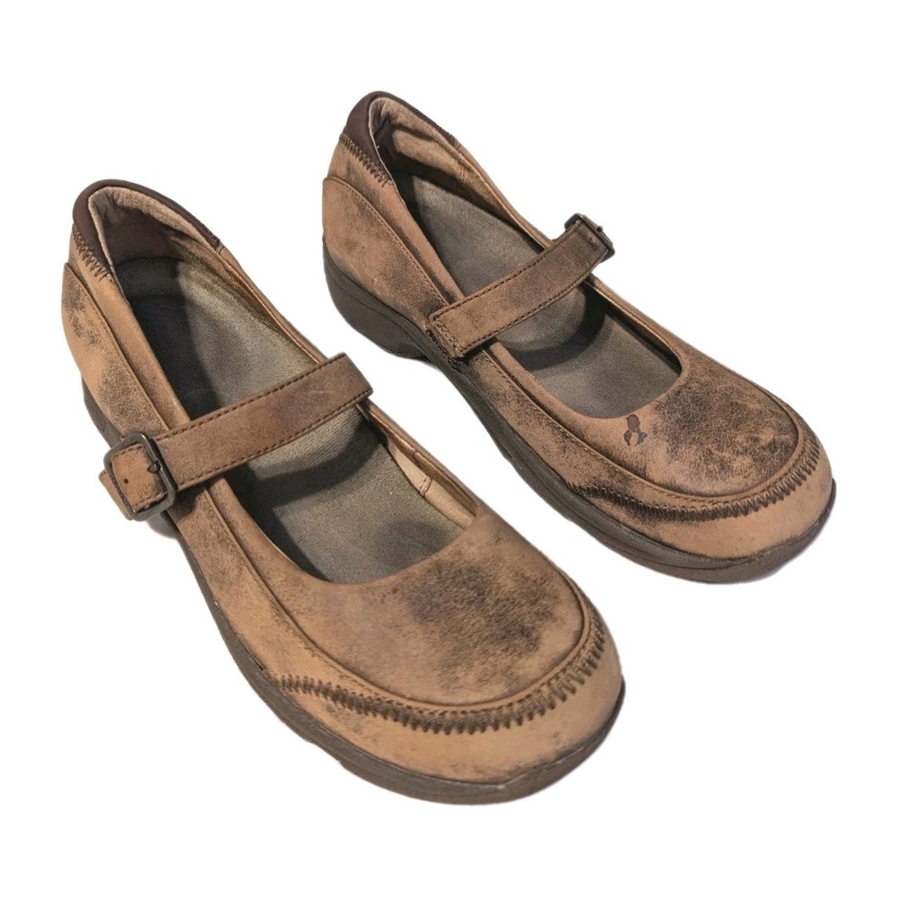 Dansko Women's Kate Shoes Distressed Leather‎ Mary Jane Clogs Buckle Strap Sz 40